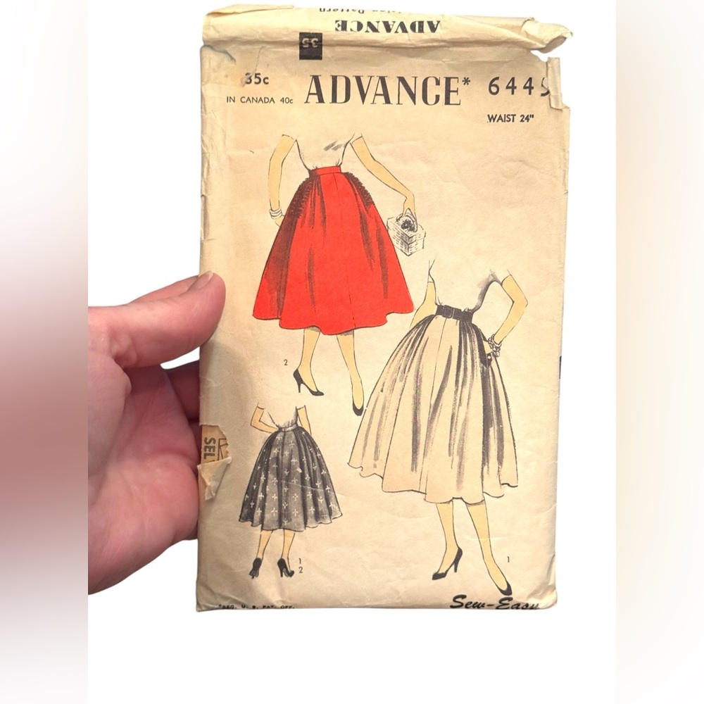 Vintage C1950s Advance Fancy Skirt Pattern #6445 SEW EASY SZ 24”